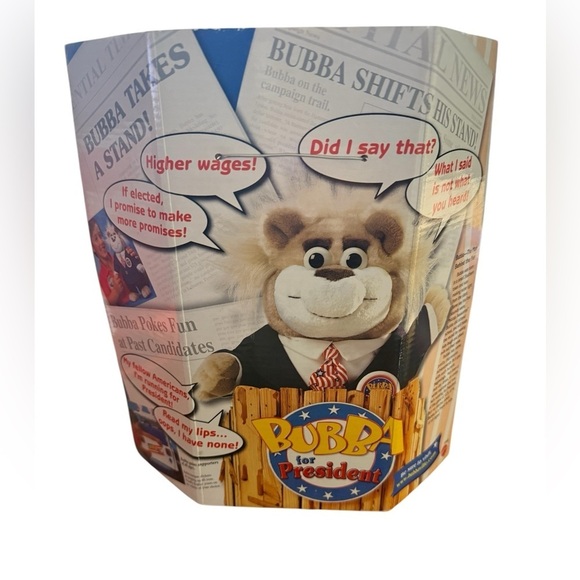 Vintage Bubba For President Mattel 1999 Wisecrackin Talking Plush Bear Toy 12'' - Picture 4 of 4